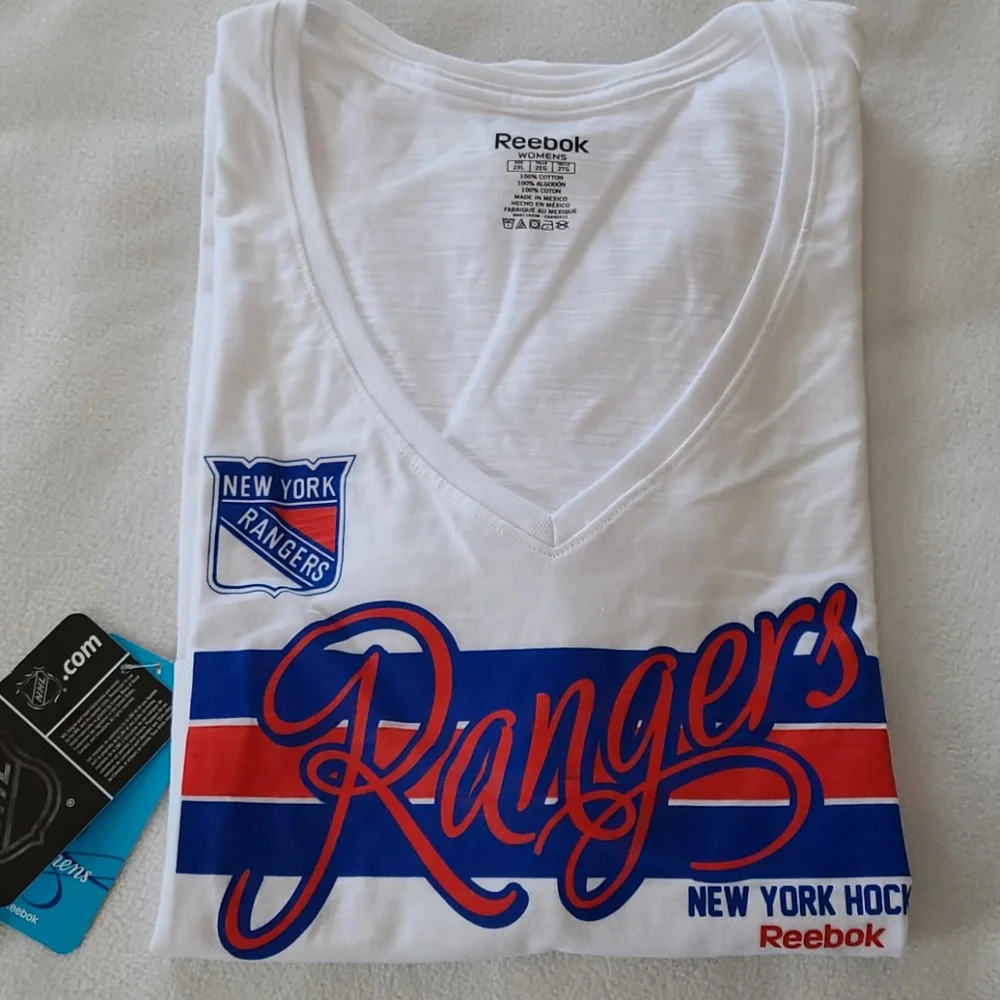 NEW New York Rangers Tshirt Jersey short slv Cotton Women's NHL Hockey Reebok XL - Picture 3 of 6